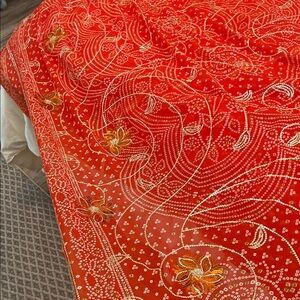 Saree Red and Gold Embellished Beading